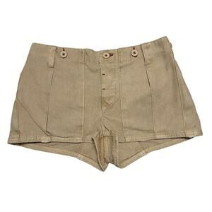 FREE PEOPLE Sz 6 All Yours Micro Mini Shorts Khaki Neutral Brown Utility Cargo